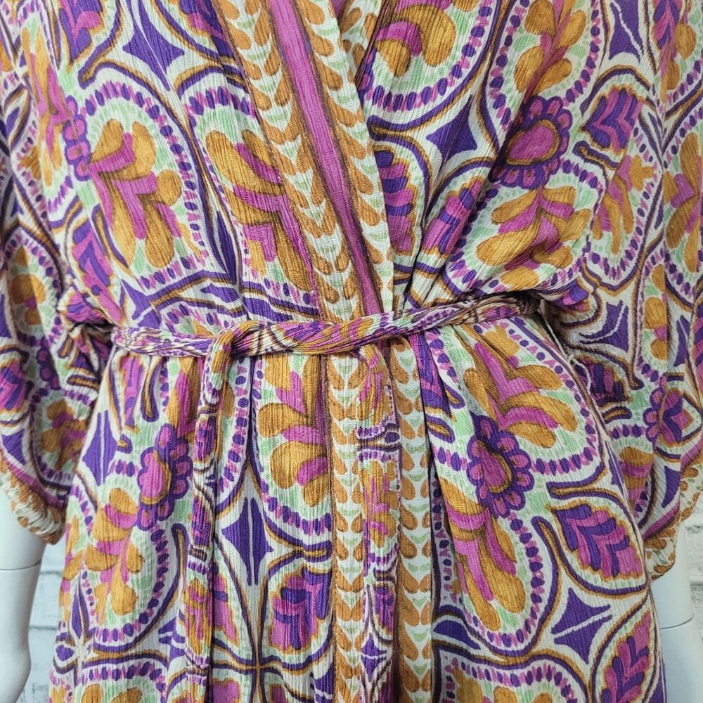 Haute Hippie Geometric Reversible Belted Kimono Pockets Size Medium - Picture 6 of 6